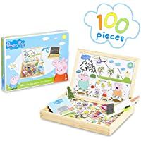 Peppa Pig Pizarra Infantil- Pizarra Magnetica Infantil y Puzzle Niños- Incluye Imanes Rotuladores y Tizas de Colores…